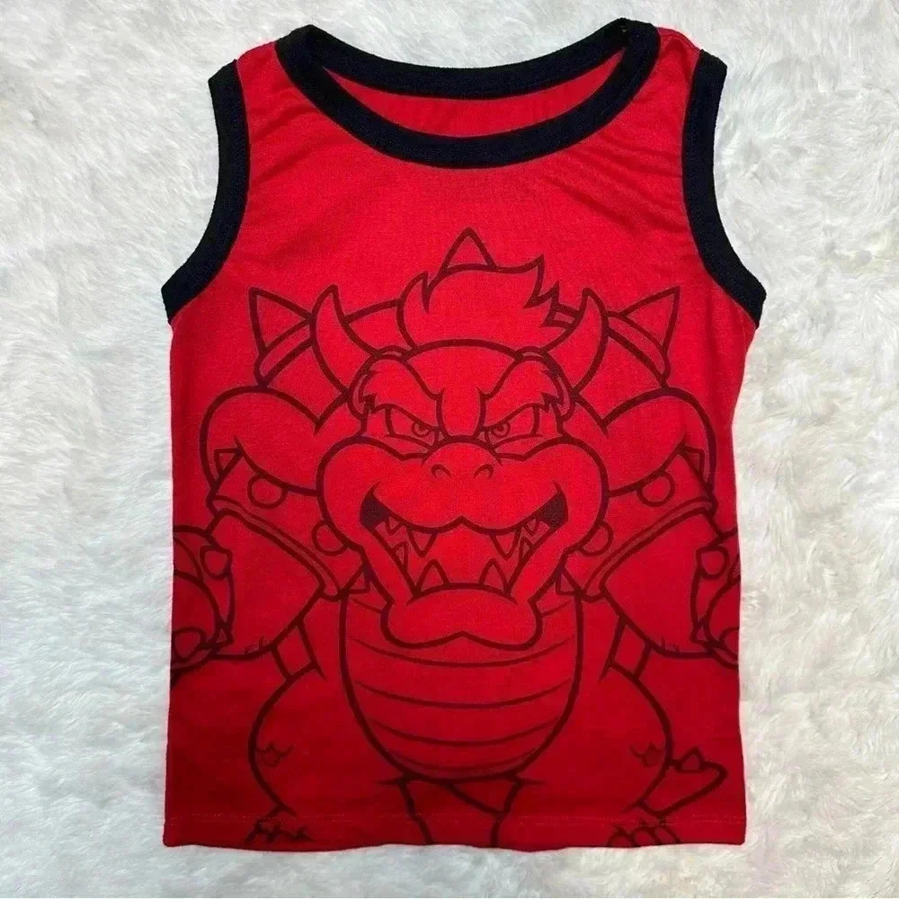 Super Mario Tank Top  Bowser Red & Black Size 6